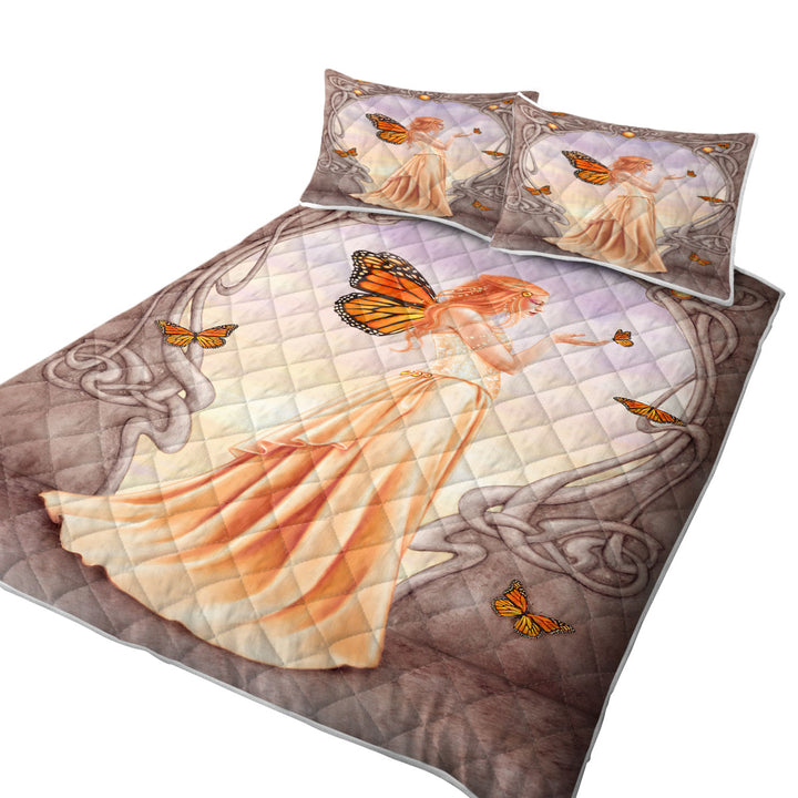 Butterflies and Peach Citrine Butterfly Girl Quilt