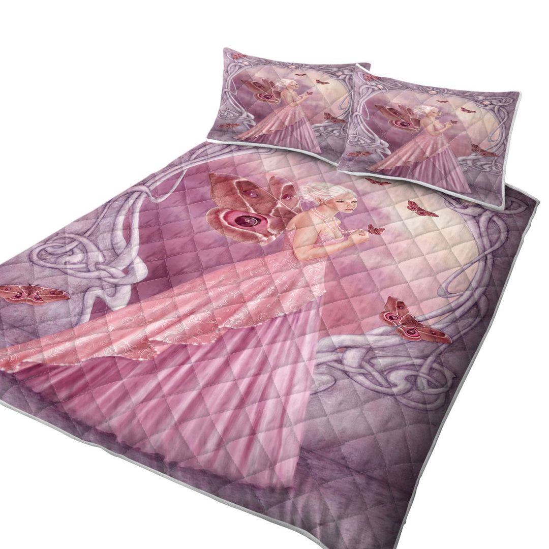 Butterflies and Pink Pearl Butterfly Girl California King Quilt Sets