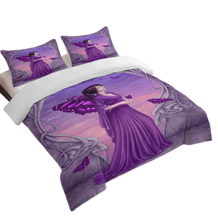 Butterflies and Purple Amethyst Butterfly Girl Quilt Cover Sets