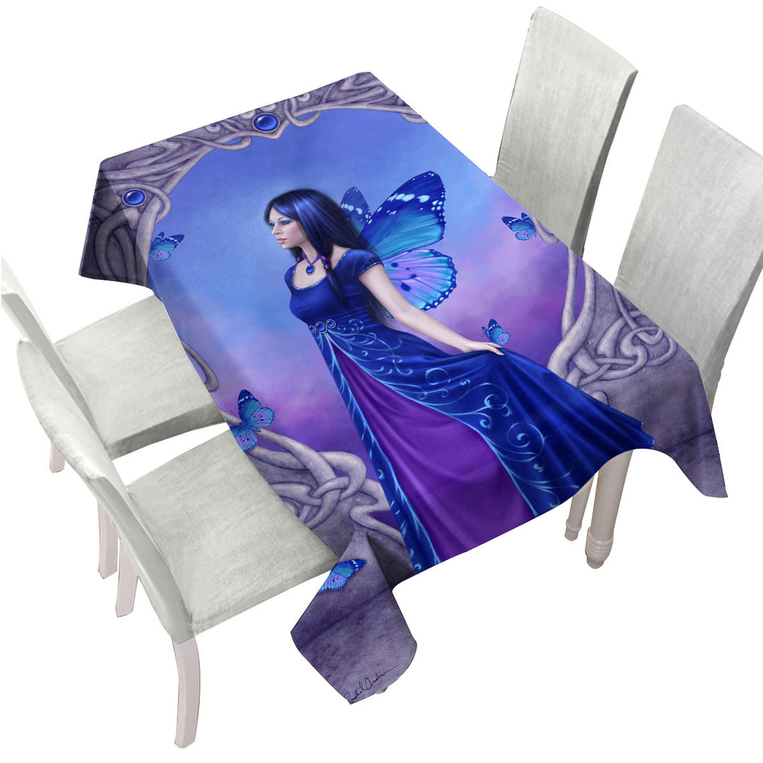 Butterflies and Purple Blue Sapphire Butterfly Girl Custom tablecloths