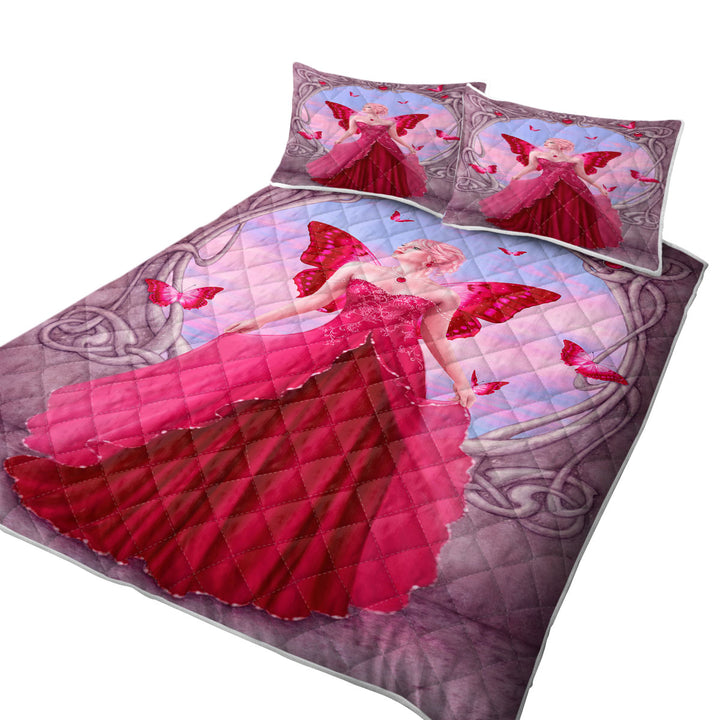 Butterflies and Purple Rose Ruby Butterfly Girl King Size Quilt Sets