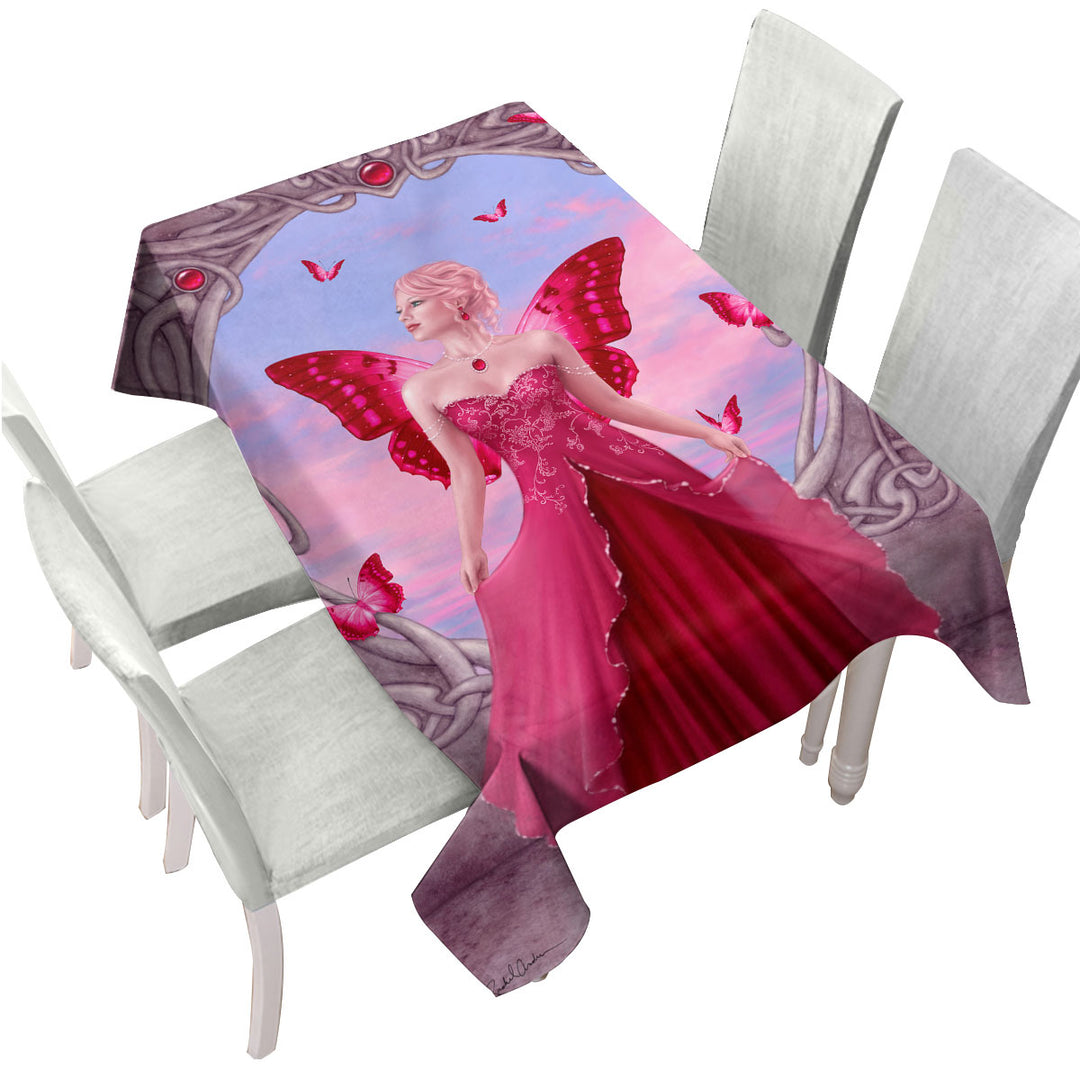 Butterflies and Purple Rose Ruby Butterfly Girl Tablecloths