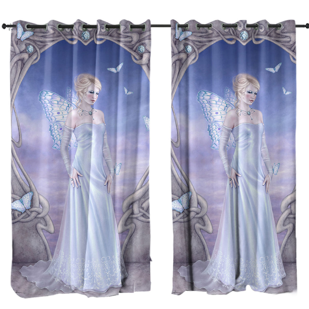 Butterflies and White Diamond Butterfly Girl Curtains for Bedroom