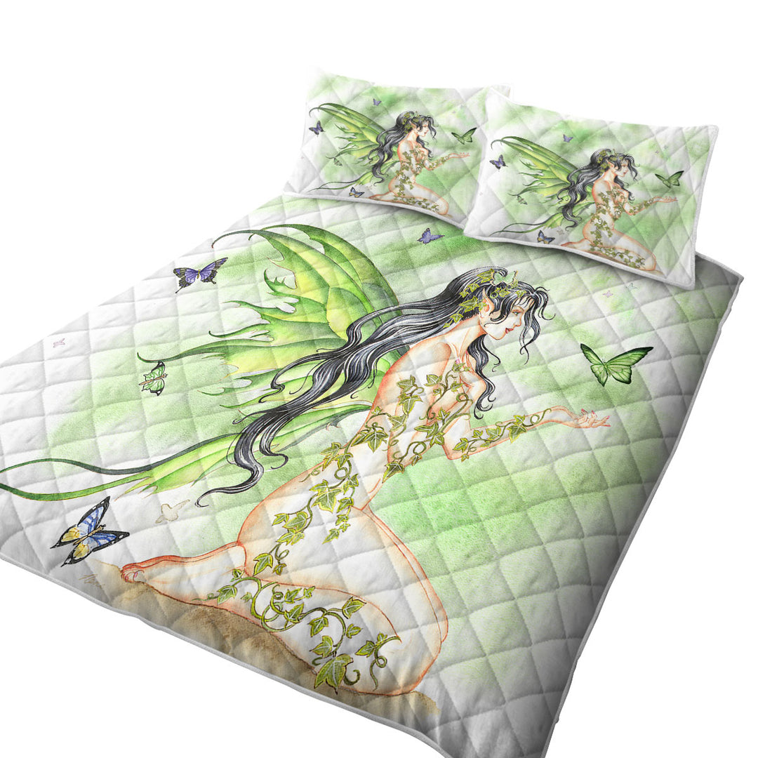 Butterflies and the Green Vines Fairy Quilts for Beds