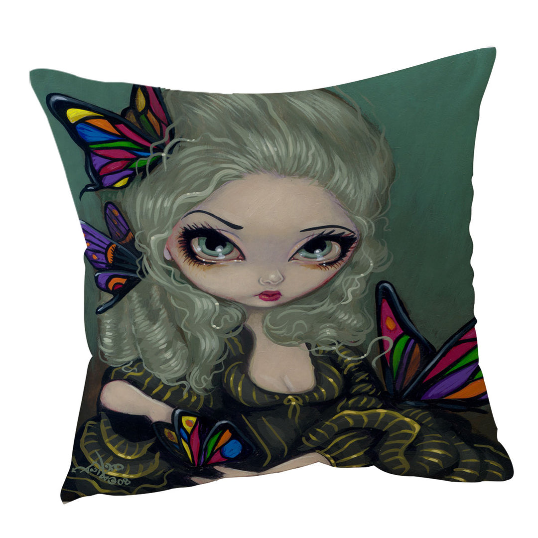 Butterflies in My Hair Beautiful Maiden Throw Pillow