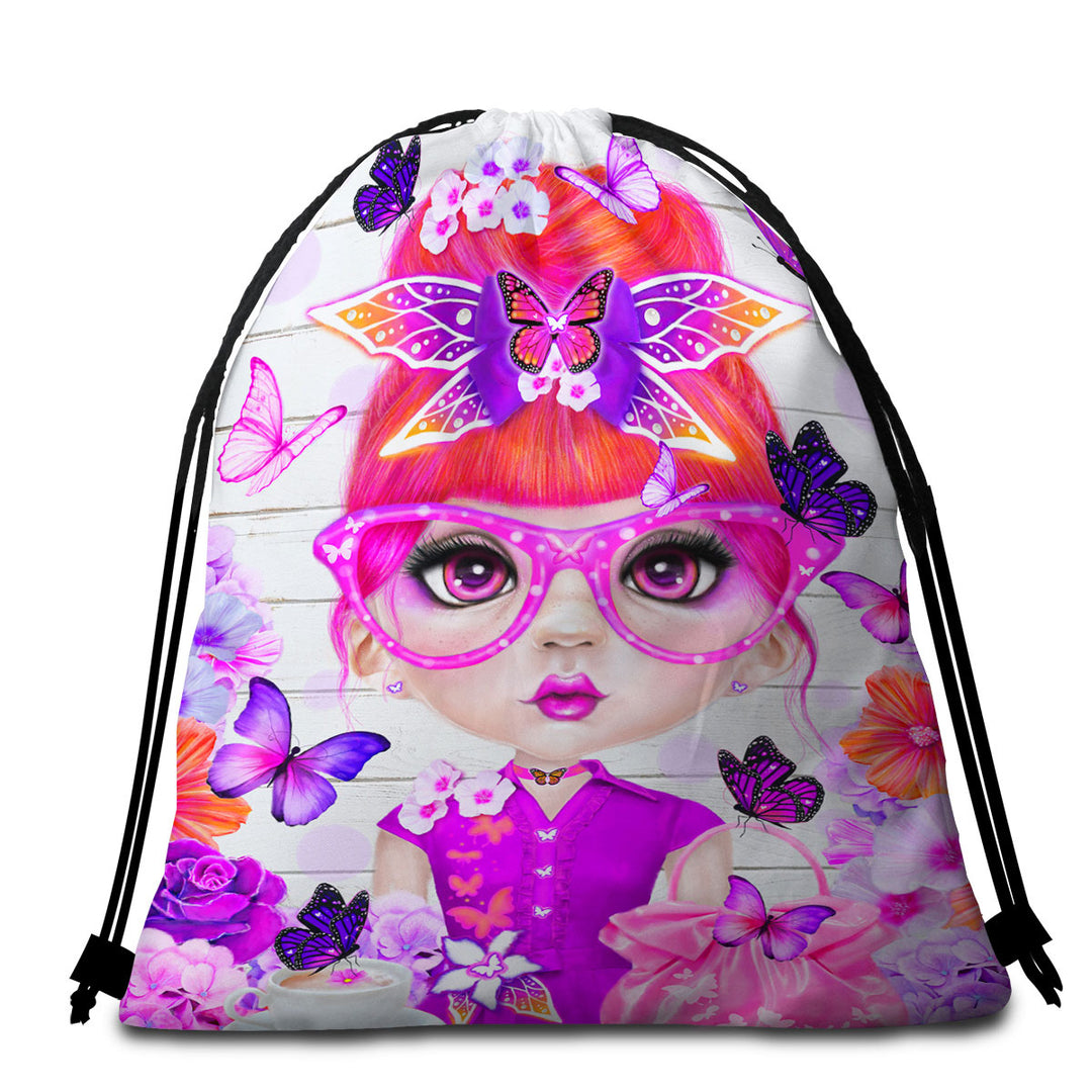 Butterfly Collector Brielle Pinkish Girl Beach Bags and Towel