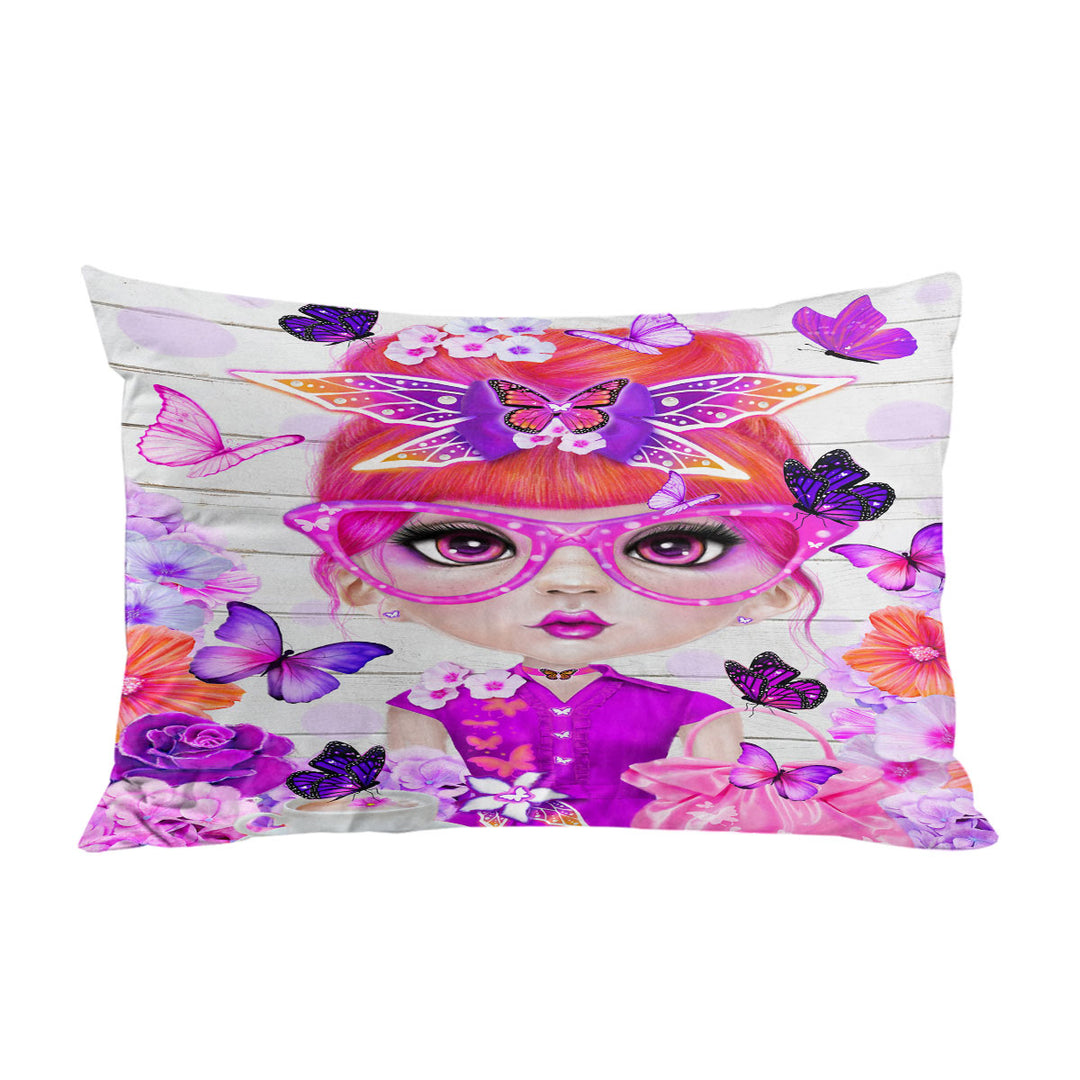 Butterfly Collector Brielle Pinkish Girl Pillowcase