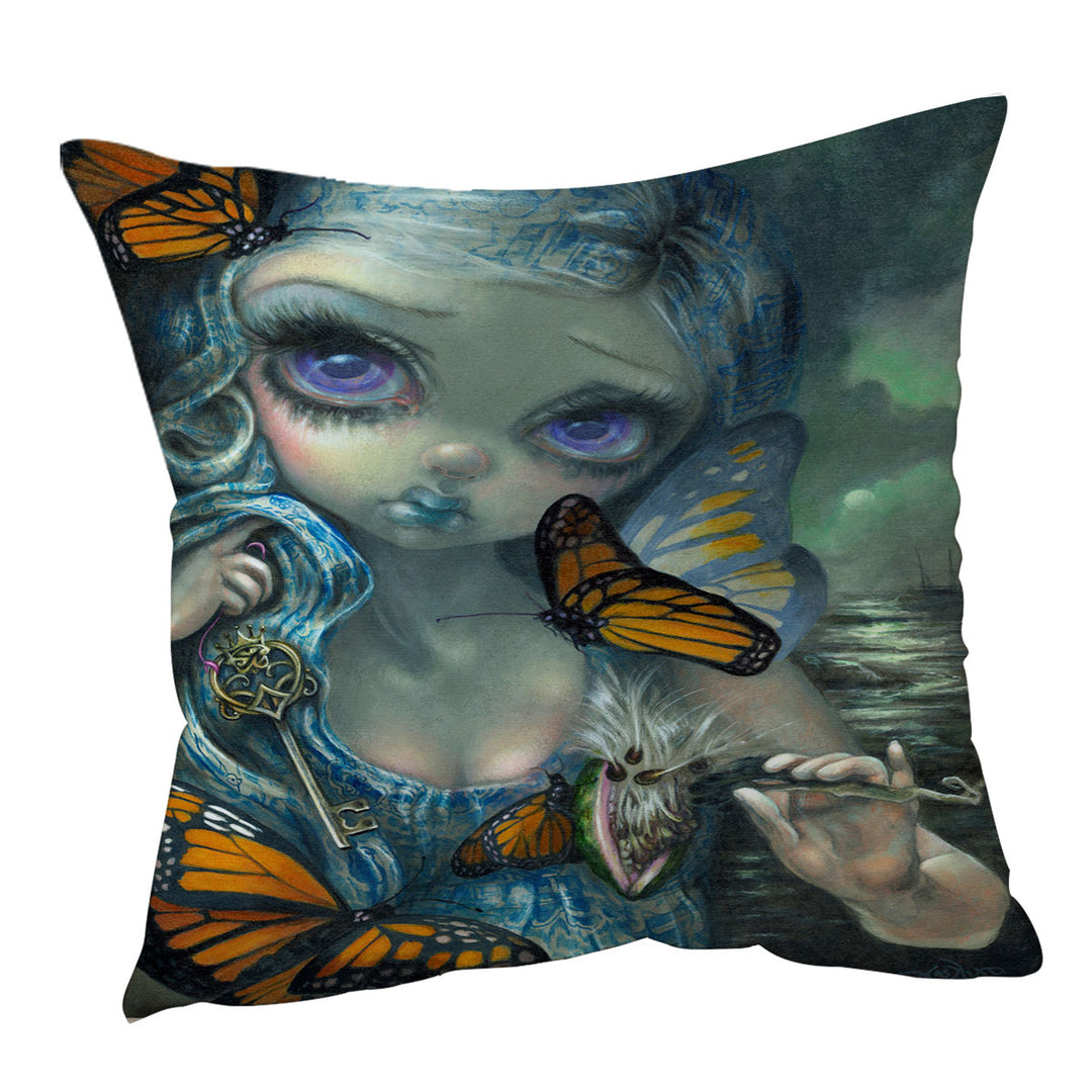 Butterfly Cushion Covers Effect Blue Willow Pattern Maiden