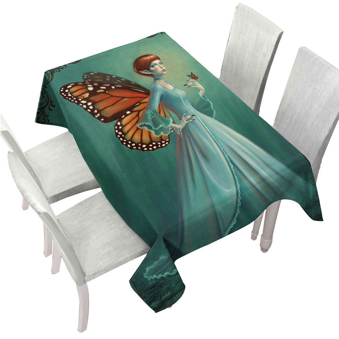 Butterfly Elf Woman Cool Fantasy Monarch Tablecloths