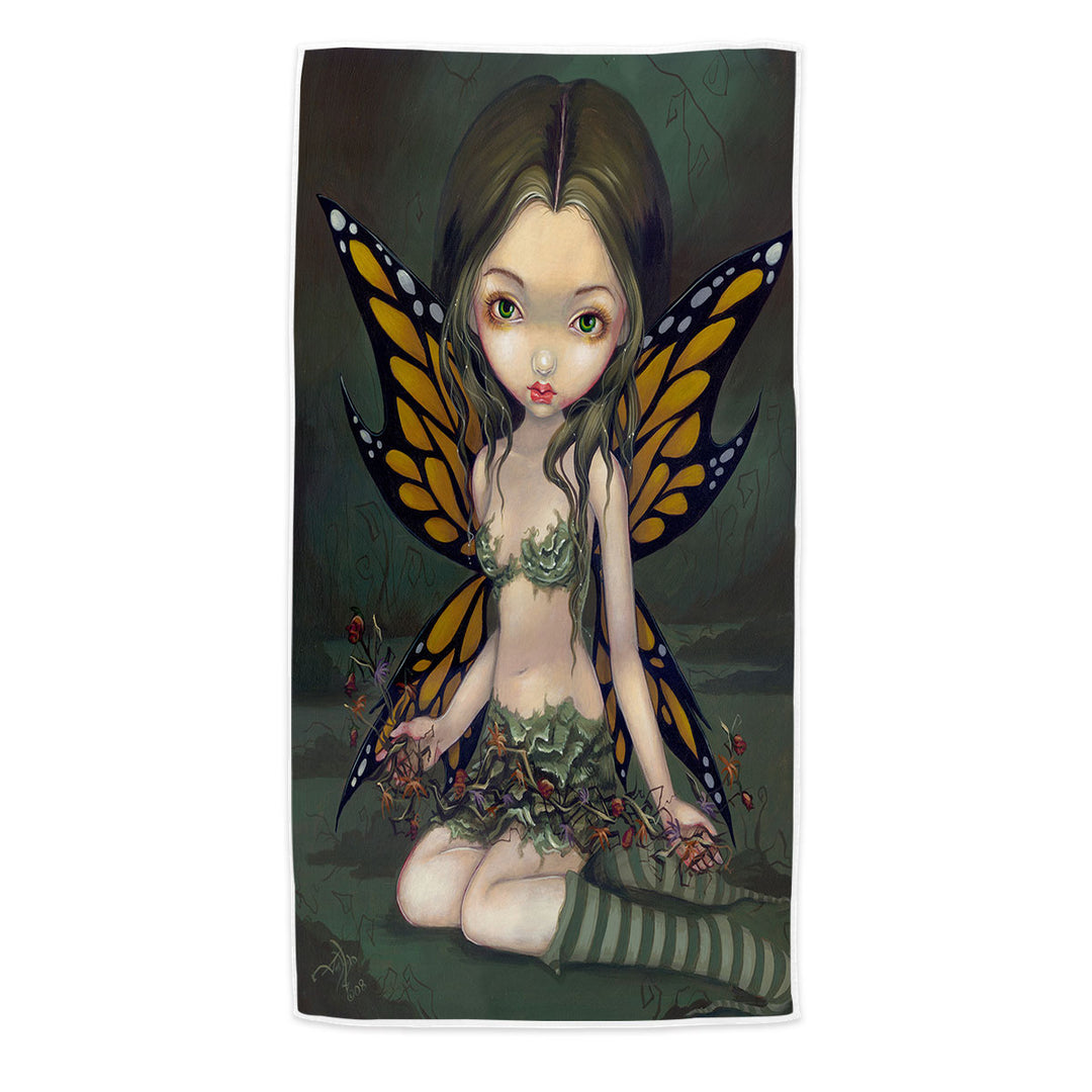 Butterfly Fairy with Dried Flowers Microfibre Beach Towels