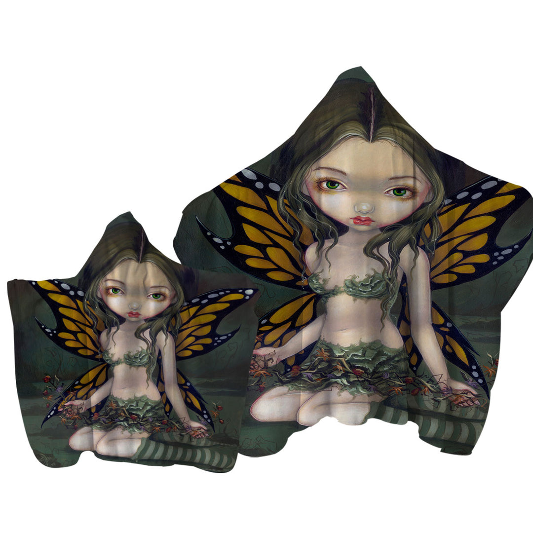 Butterfly Fairy with Dried Flowers Towel Hoodie