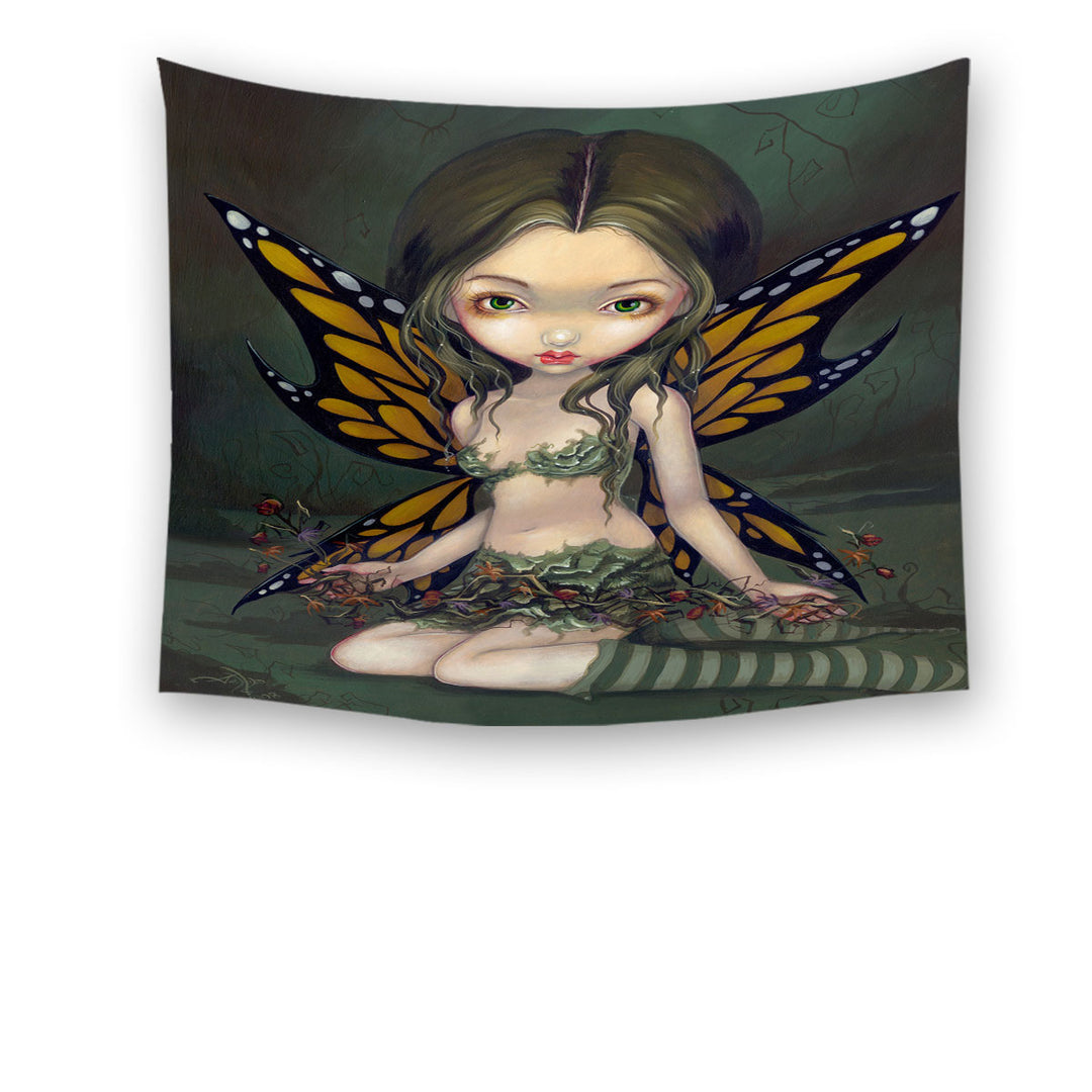 Butterfly Fairy with Dried Flowers Wall Decor Tapestry