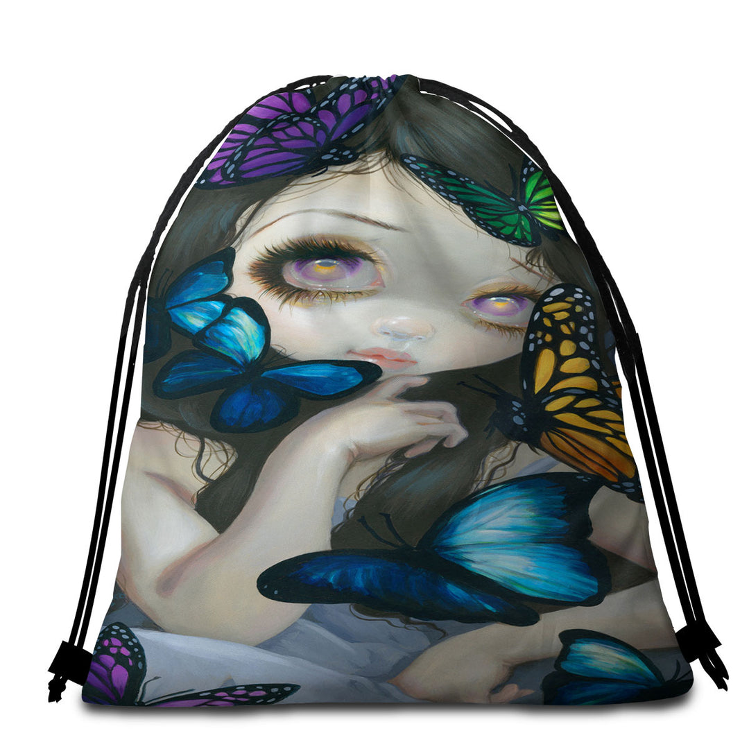 Butterfly Girl Beach Towels and Bags Set a Confusion of Wings