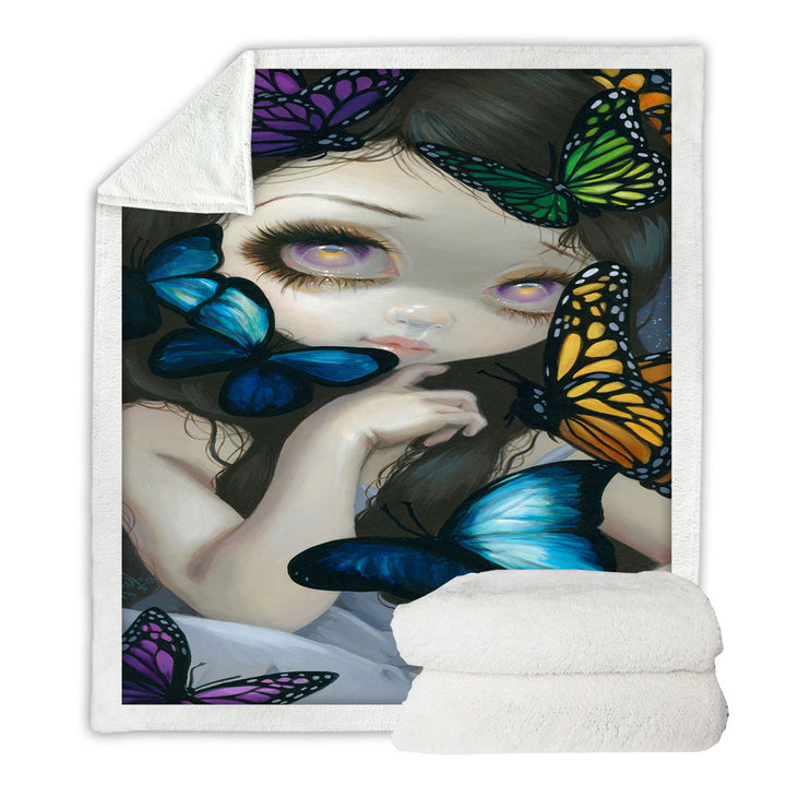 Butterfly Girl Sherpa Blanket a Confusion of Wings