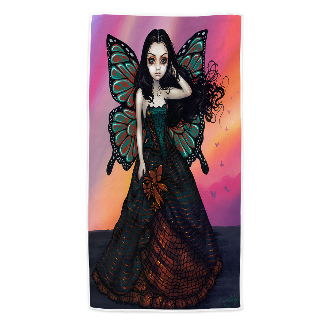 Butterfly Sunset Fairy in a Glorious Dress Beach Towel