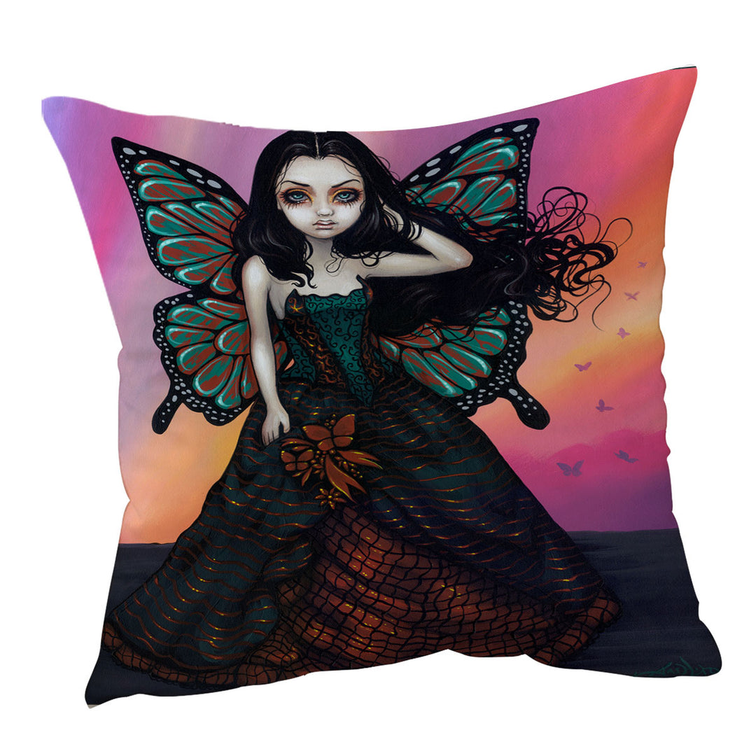 Butterfly Sunset Fairy in a Glorious Dress Cushion Cover