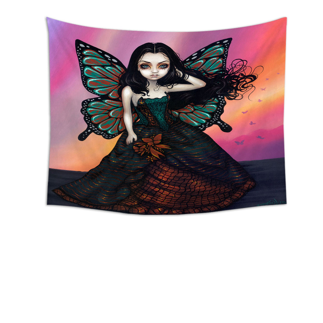 Butterfly Sunset Fairy in a Glorious Dress Tapestry Wall Decor