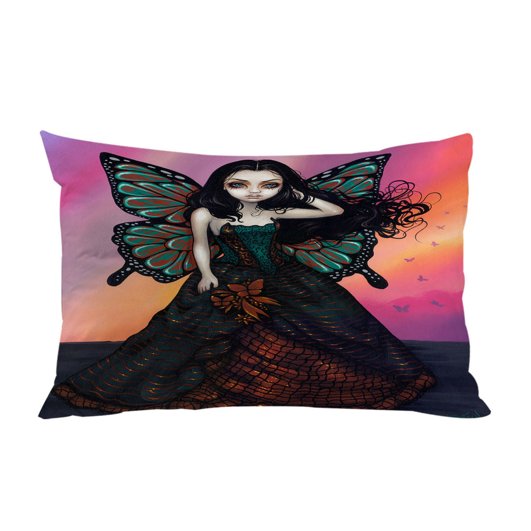 Butterfly Sunset Fairy in a Glorious Dress throw pillow case covers