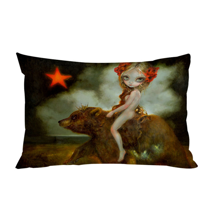 California Godiva Lady Riding a Bear Pillow Case Covers