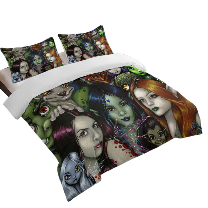 California King Duvet Cover with Cool Faery Folk Alliance Fantasy Creatures