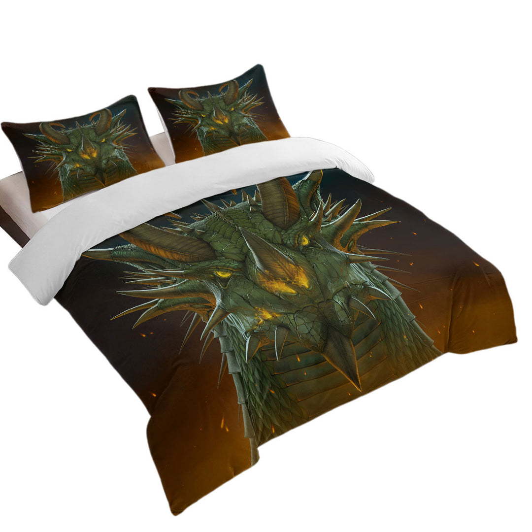 California King Duvet Cover with Cool Fantasy Art Dragon Portrait