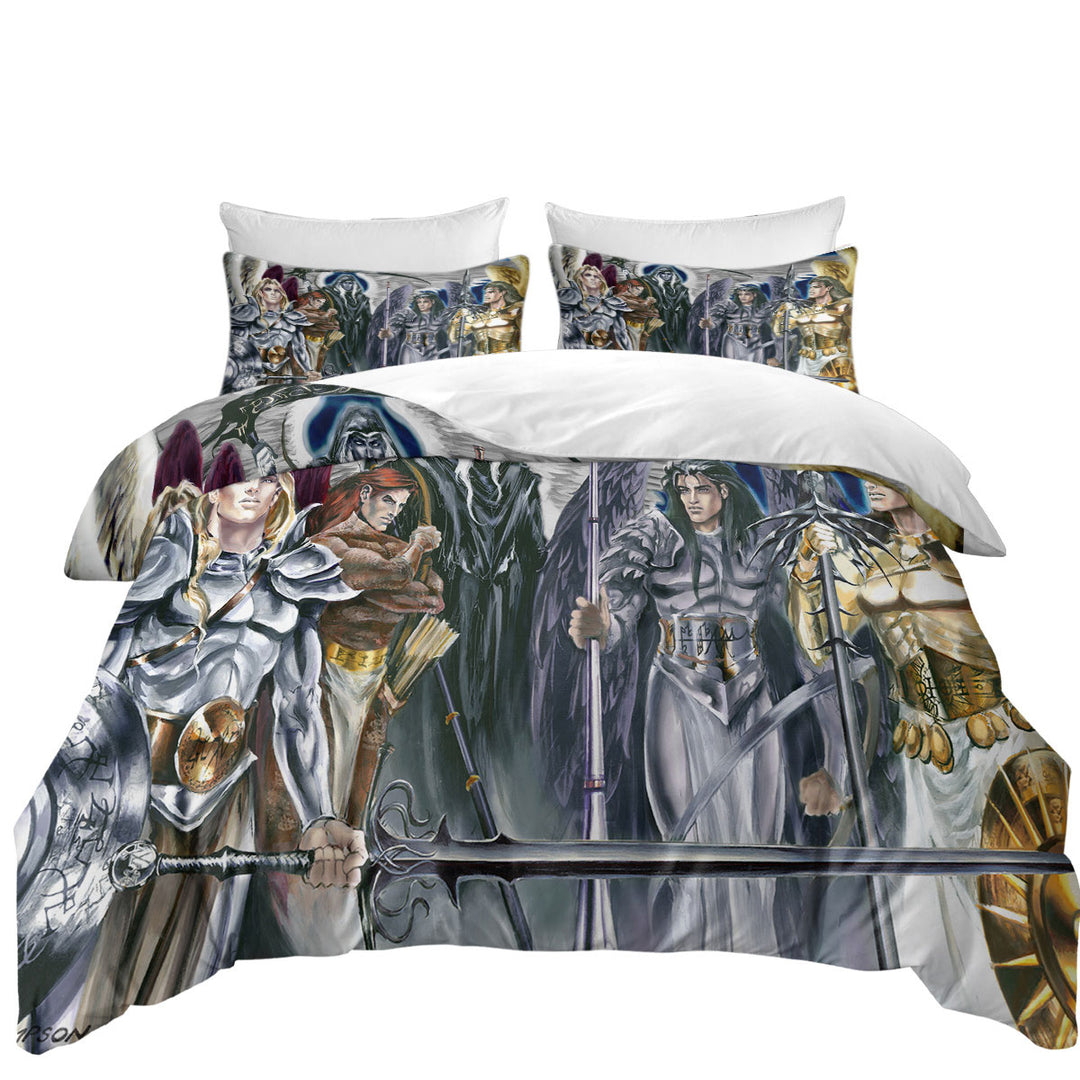 California King Duvet Cover with Cool Mens Fantasy Five Archangels