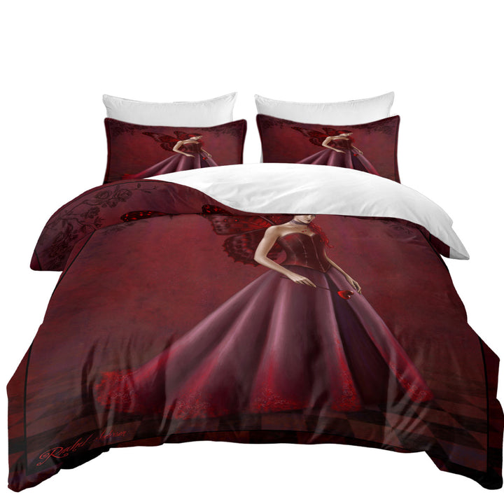 California King Duvet Cover with Queen of Hearts Red Art Beautiful Woman