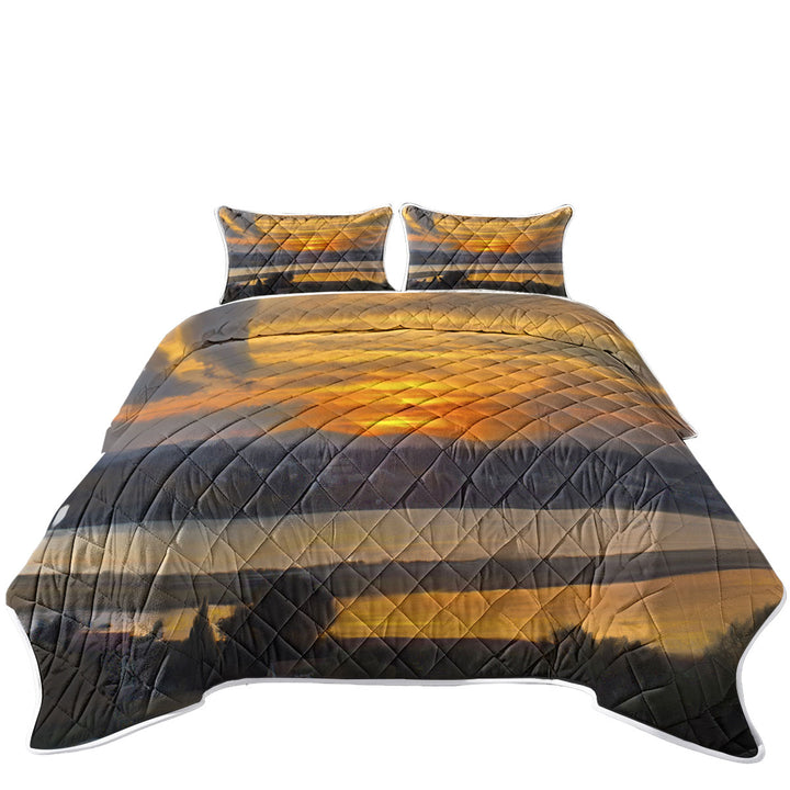 California King Quilt Sets with Art Painting Corfu Sunset