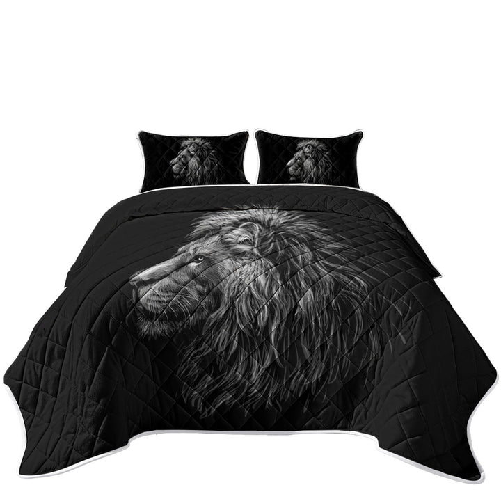 California King Quilt Sets with Black and White Handsome Lion