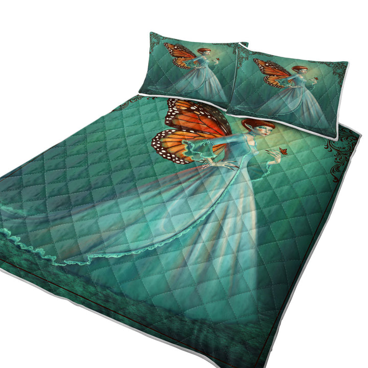 California King Quilt Sets with Butterfly Elf Woman Cool Fantasy Monarch