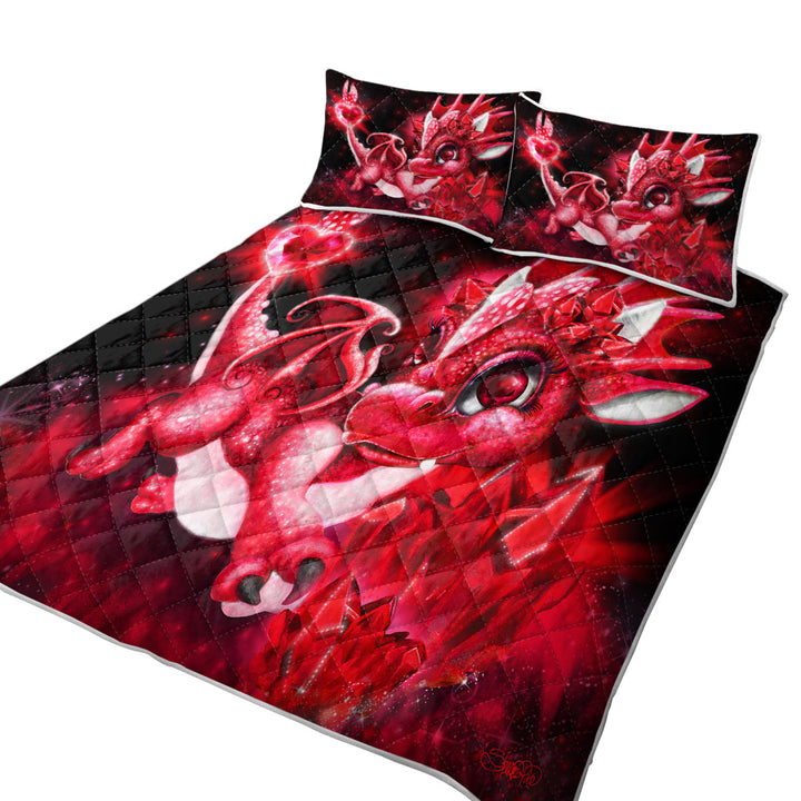 California King Quilt Sets with Cute Gift July Ruby Birthstone Lil Dragon