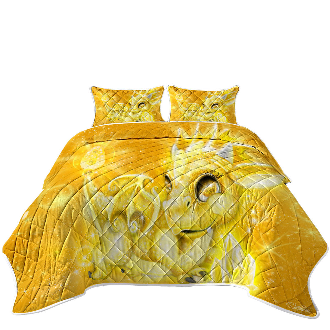 California King Quilt Sets with Cute Gift November Yellow Topaz Birthstone Lil Dragon