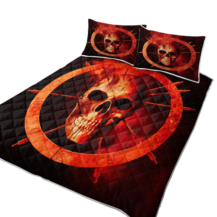 California King Quilt Sets with Scary Dark Art Blood Ring Skull