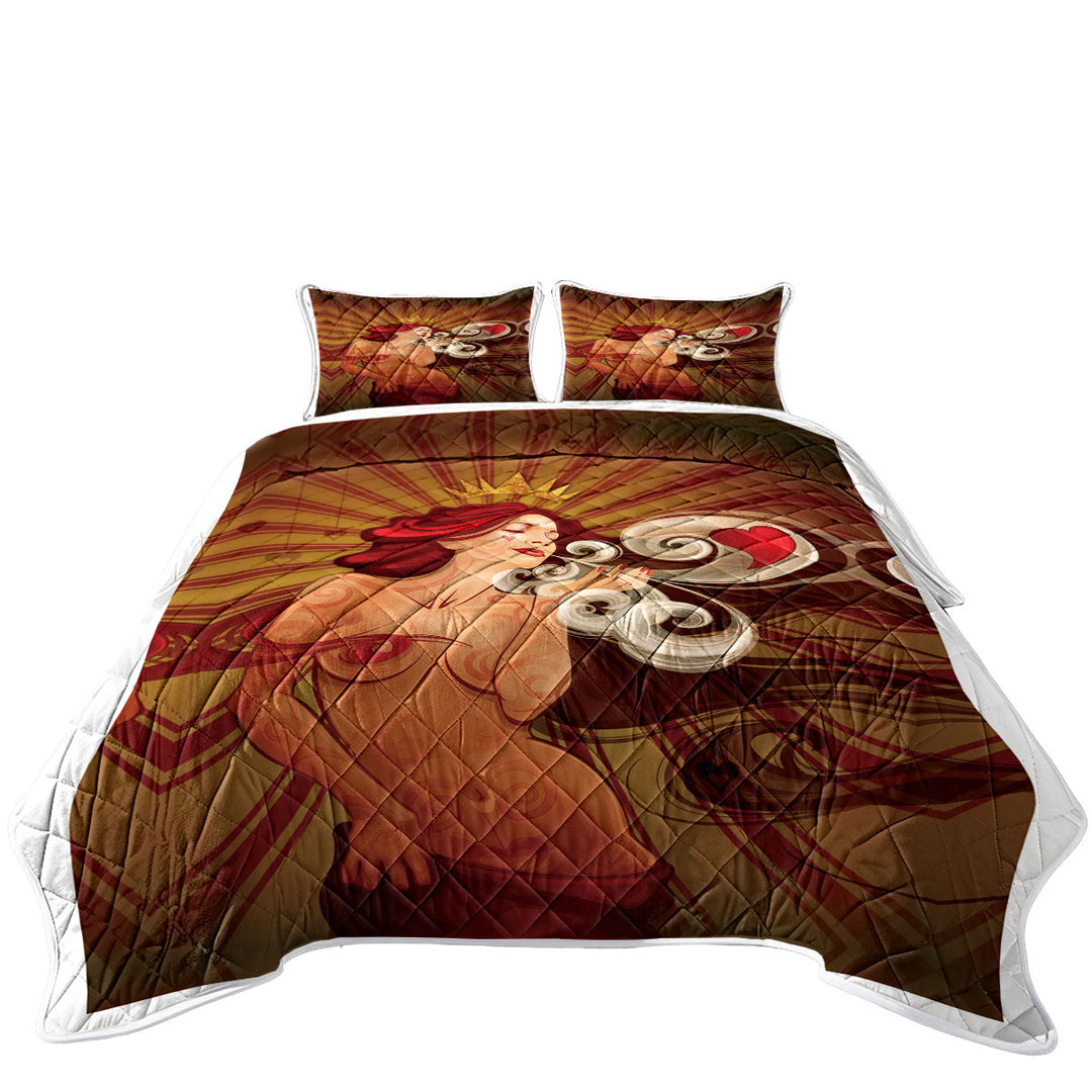 California King Quilt Sets with Sexy Cool Art Queen of Hearts