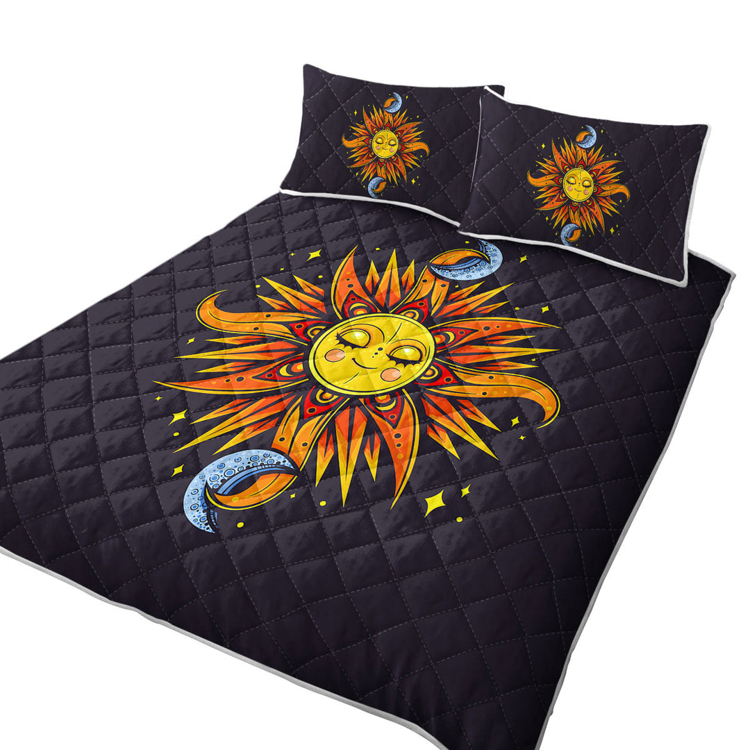 California King Quilt Sets with Sun and Moon