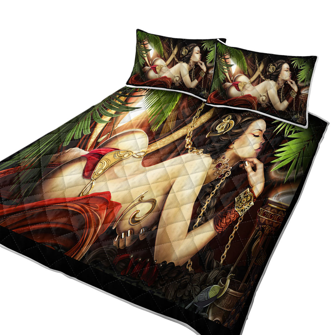 California King Quilt Sets with The Choker Sexy Girl Art