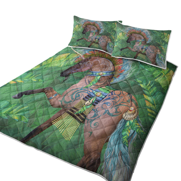 California King Quilt Sets with Tropical Leaf Rawiri Unicorn