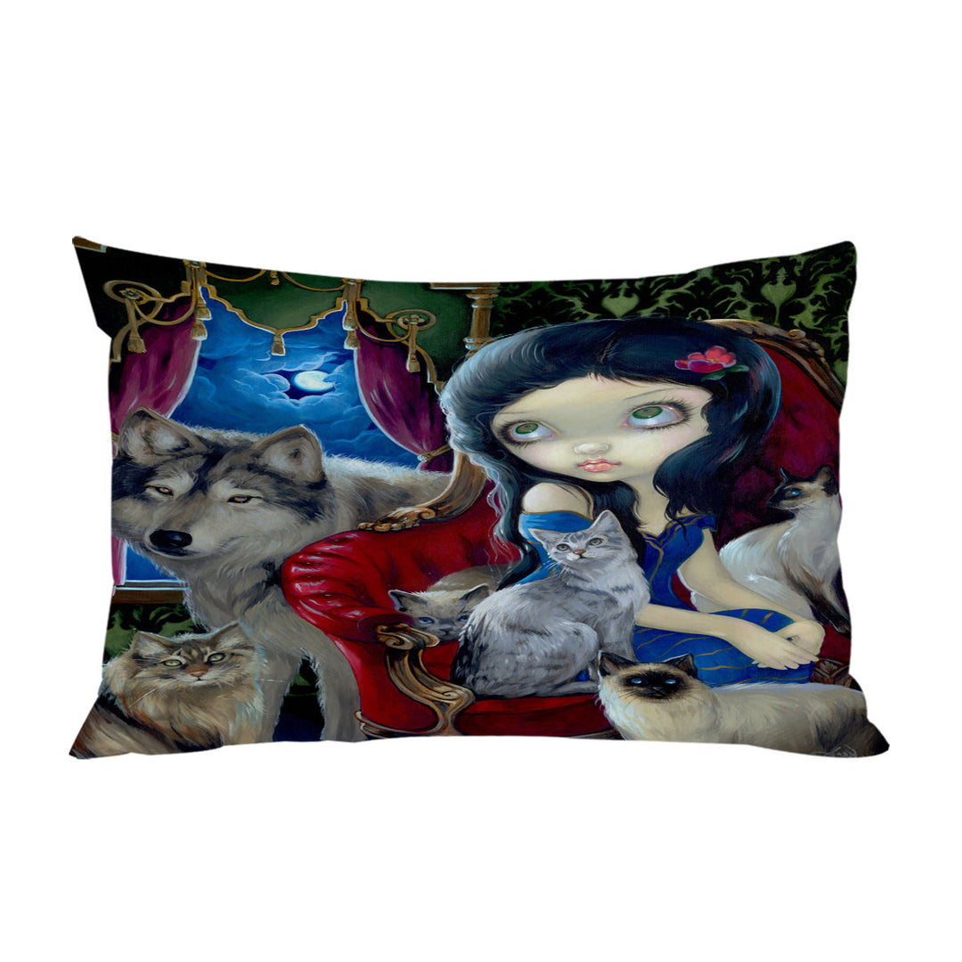 Call of the Night Wolf Cats and Beautiful Girl Custom Pillow Cases