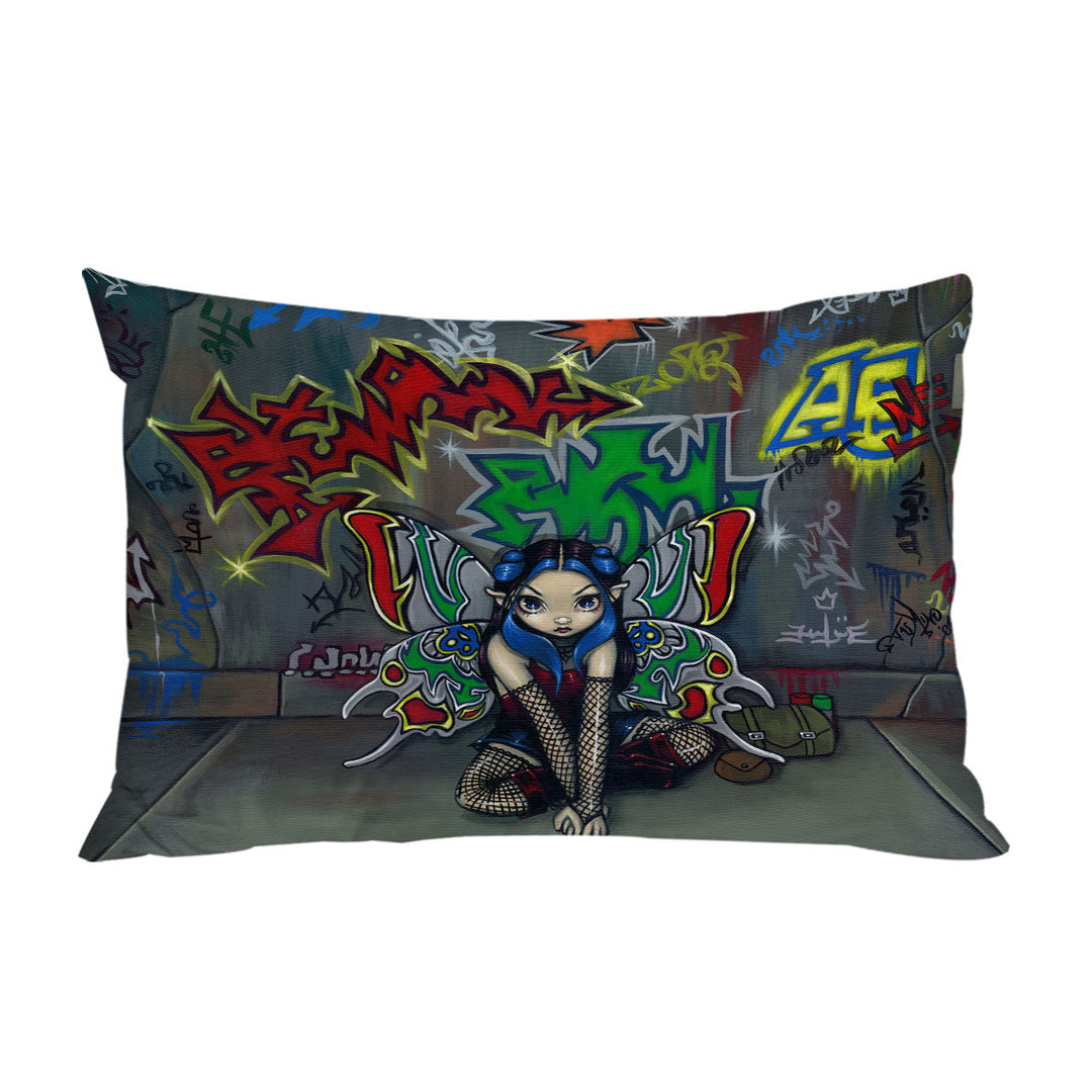 Camouflage Urban Fairy in a Graffiti Alley Pillowcase