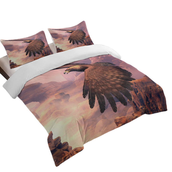 Canyon Flight Nature Art American Eagle King Size Duvet Cover