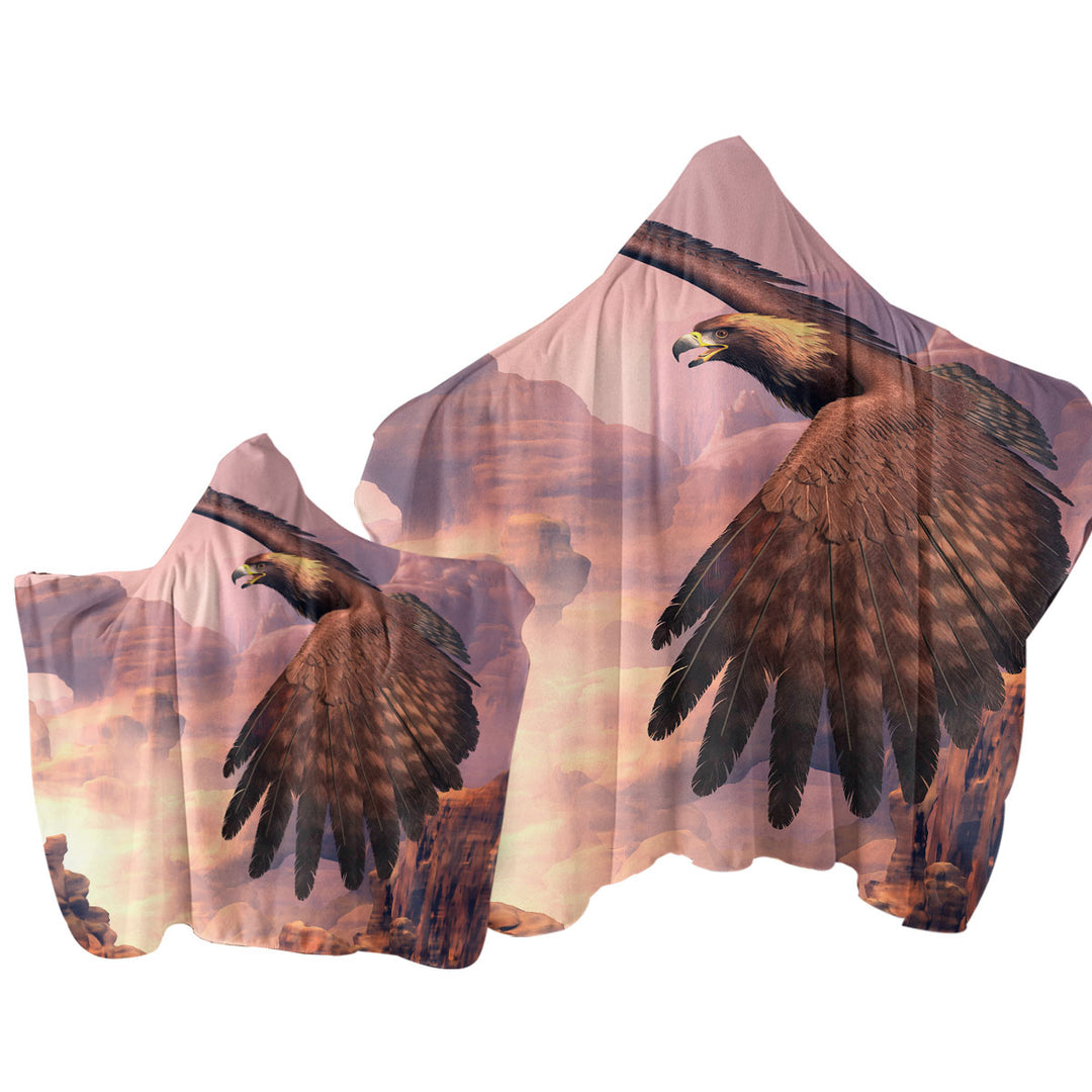 Canyon Flight Nature Art American Eagle Towel with Hood