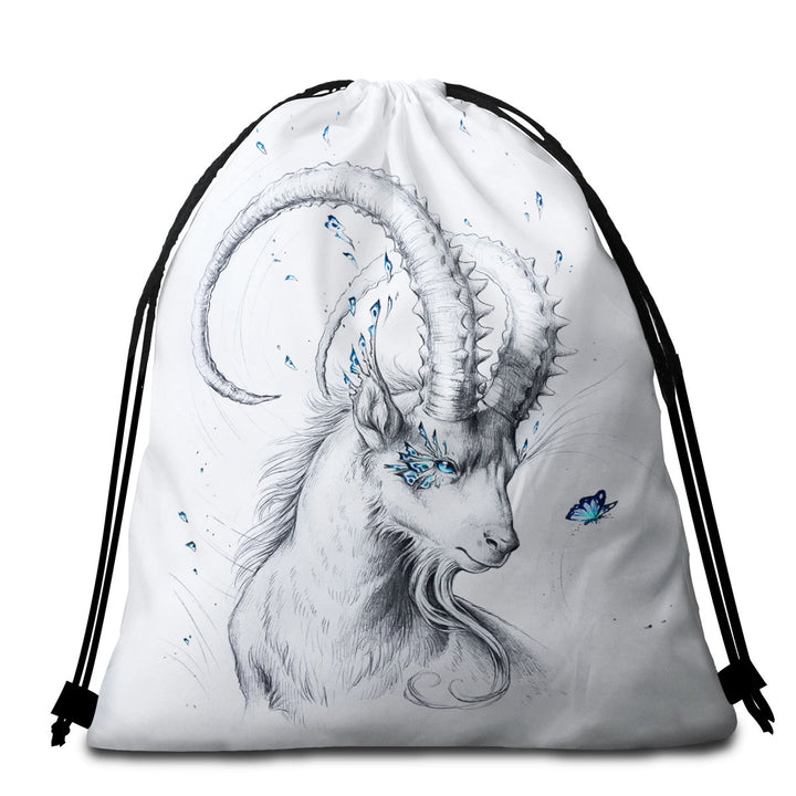 Capricorn Drawing Beach Towels and Bags Set