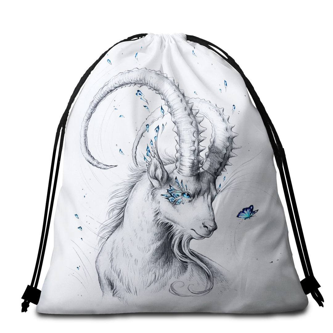 Capricorn Drawing Beach Towels and Bags Set