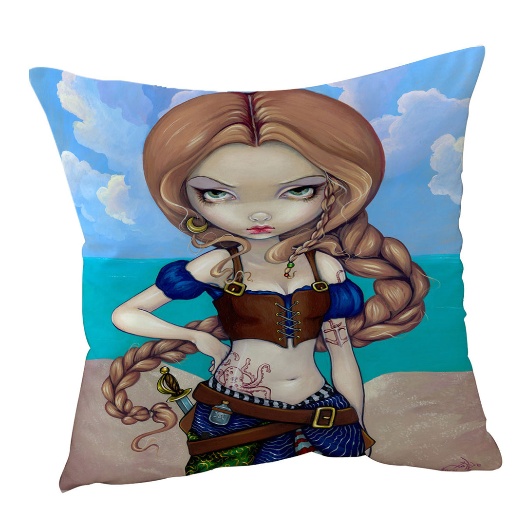 Captain Molly Morgan Beautiful Pirate Girl Cushion