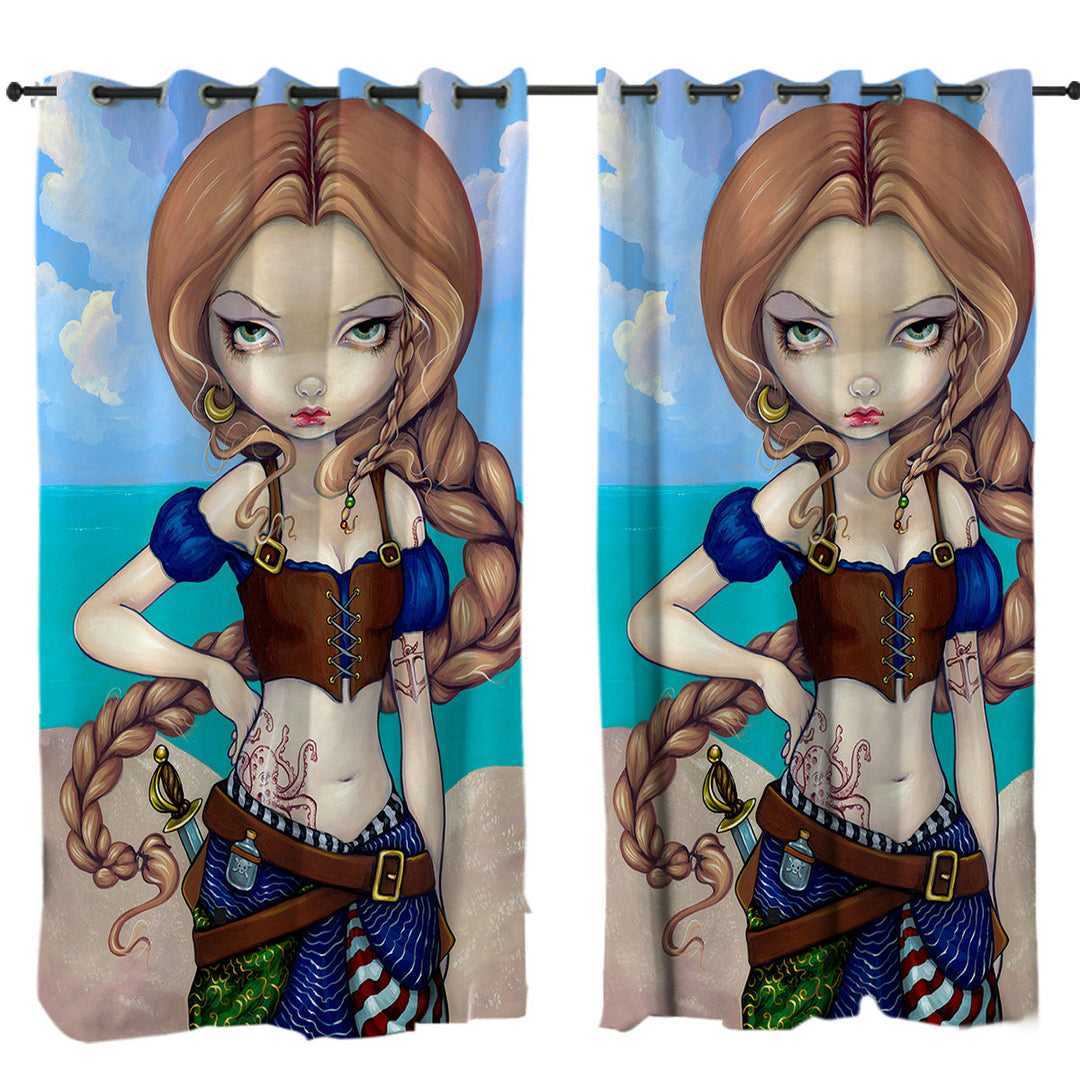 Captain Molly Morgan Beautiful Pirate Girl Drapes