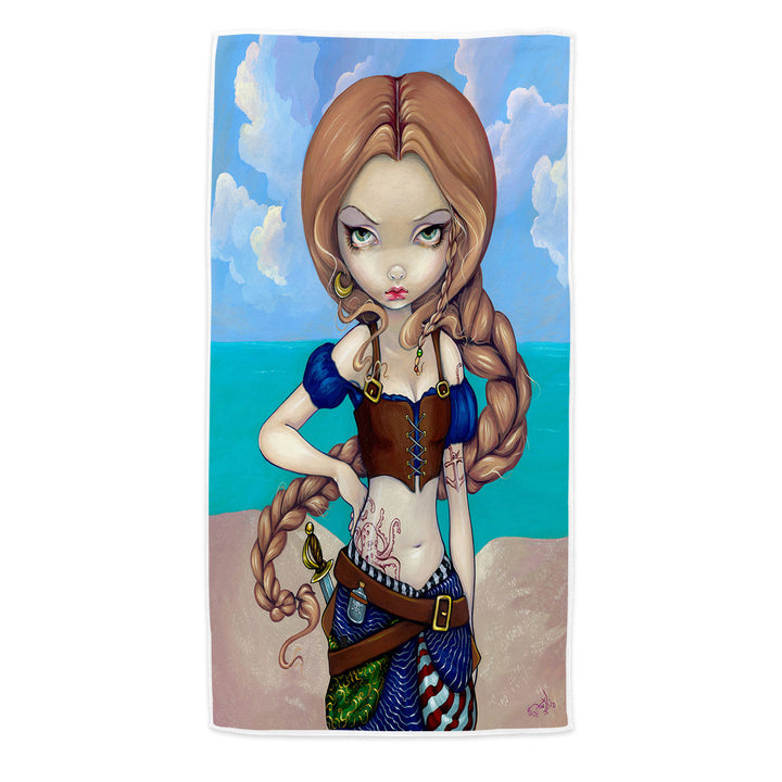 Captain Molly Morgan Beautiful Pirate Girl Pool Towels