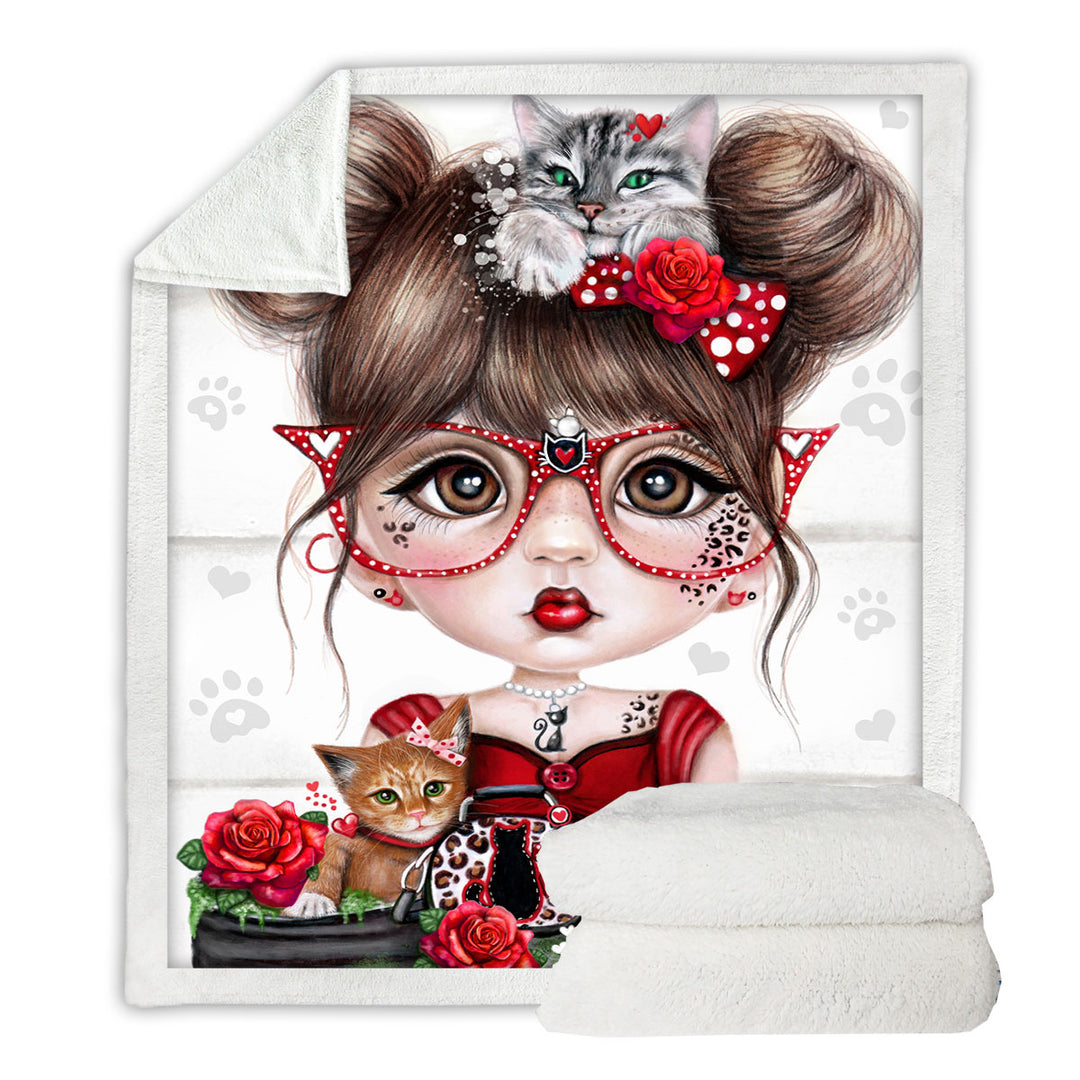 Cat Crazy Chloe Red Girl Sofa Blankets