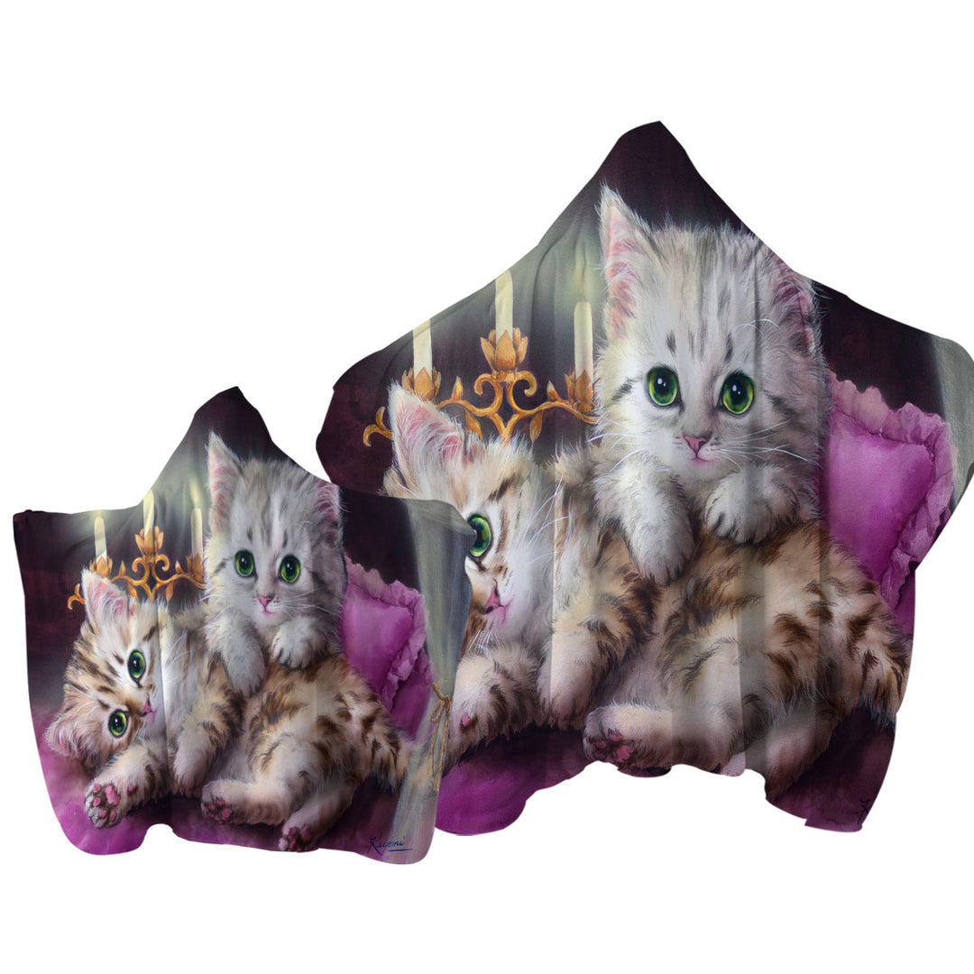 Cats Art Paintings Candle Night Kittens Towel Hoodie