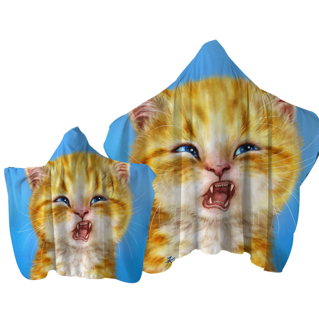 Cats Funny Faces Unsatisfied Ginger Kitten Hooded Beach Towel