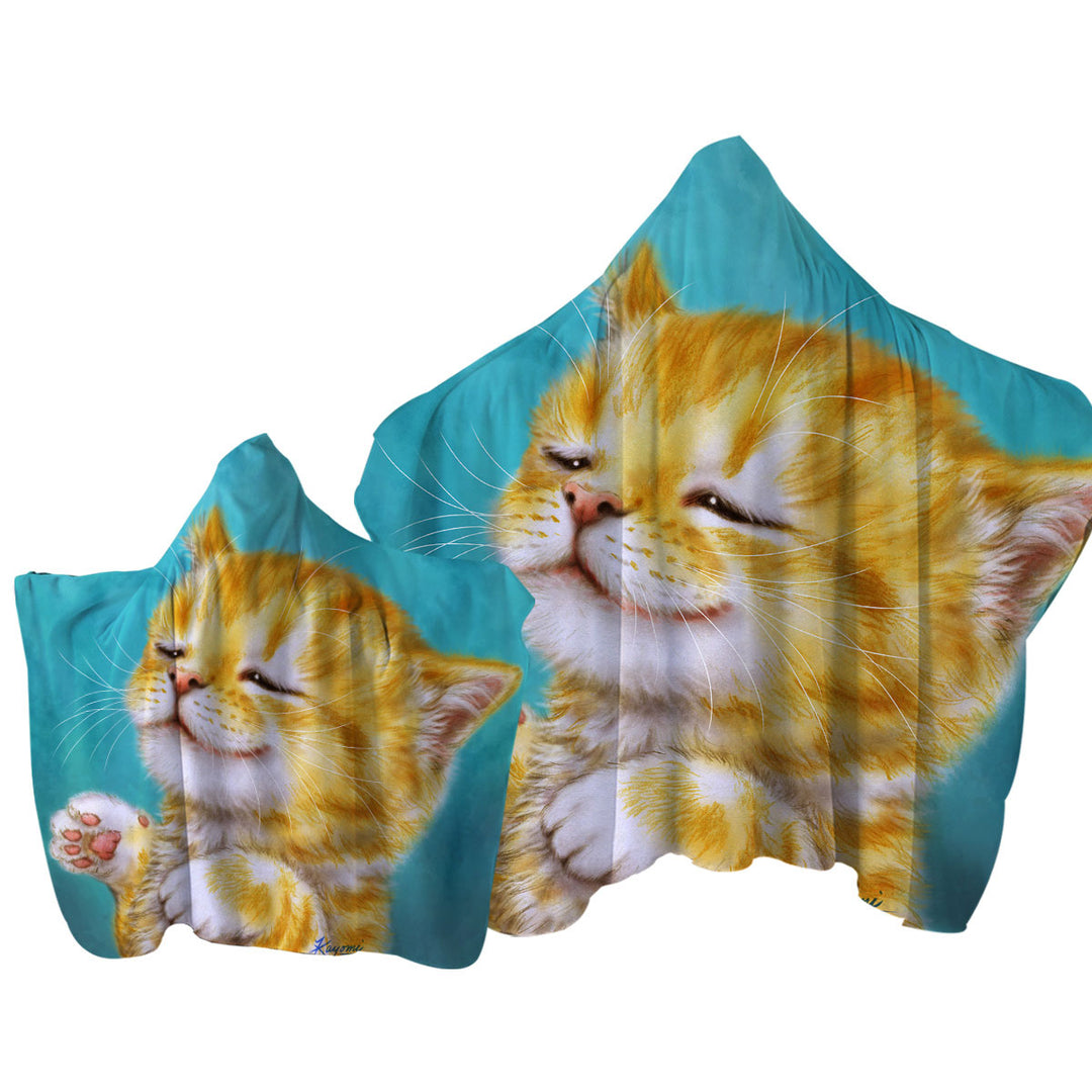 Cats Prints for Kids Chilling Ginger Kitten Towel Hoodie